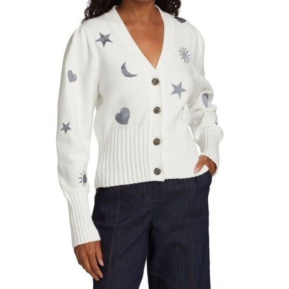 Cinq à Sept Morgan Hearts & Stars Cardigan Women's Small - Picture 1 of 7
